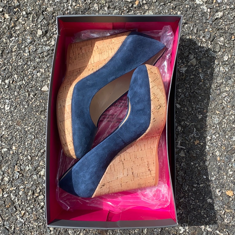 Vince Camuto Blue Suede Wedge Size 8